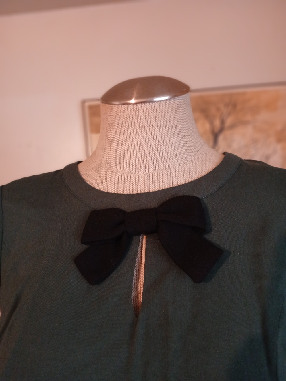 ModCloth Forest Green Midi Dress with Black Bow